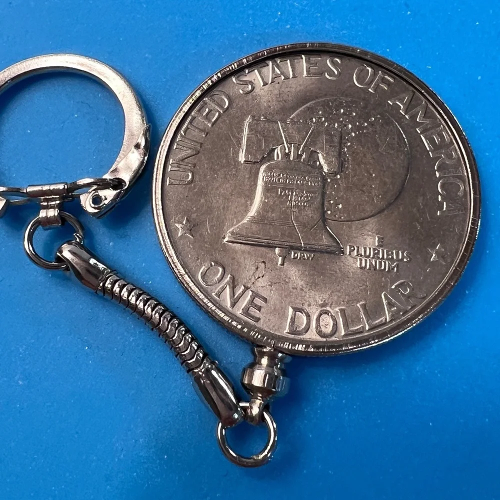 1776-1976 Bicentennial Eisenhower Liberty Bell Moon One Dollar US Coin & Chain